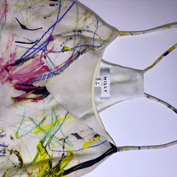 Milly 100% Silk Colorful Blouse Tank-Top size 4 - Picture 4 of 15